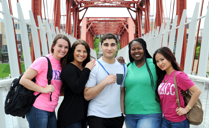 DMACC Students on Bridge Smiling