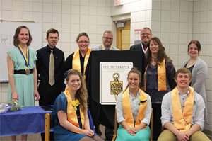 Spring 2014 Inductees and Beta Theta Xi officers.