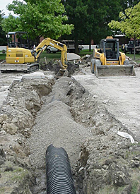 Work on underground pipe