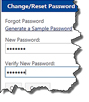 Change/Reset Password  - Forgot Password gives you a link to Generate a Sample Password.