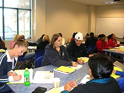 Group of students around a table