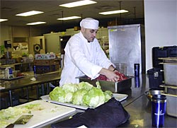 Student preparing food