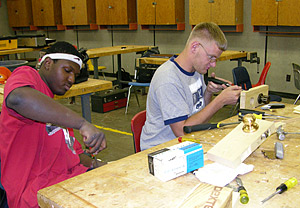 Students working