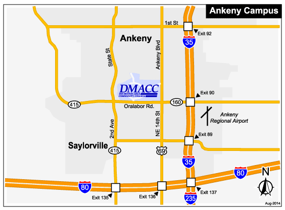 Map of DMACC Ankeny campus