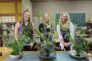 Students in front of plants