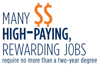 Many High-Paying Rewarding Jobs require no more than a two-year degree